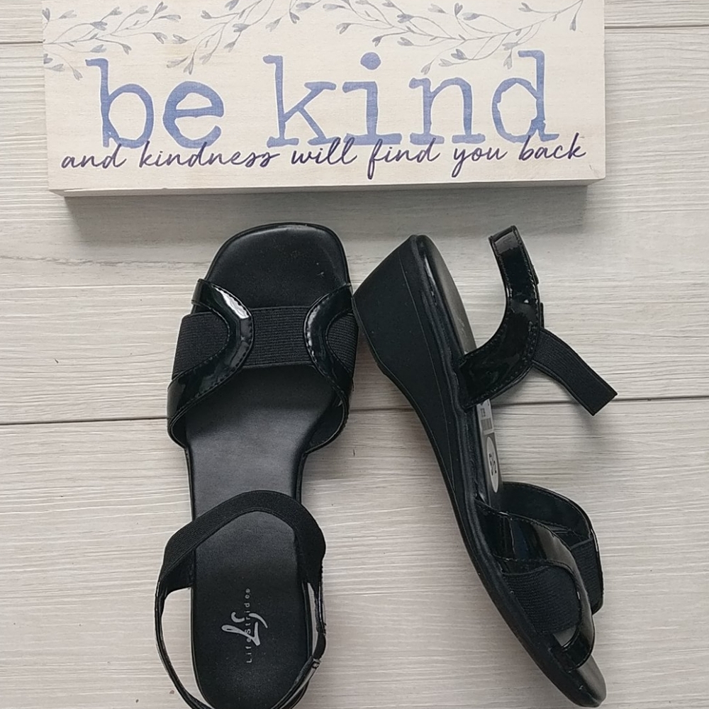 Black sandals with 2" heels